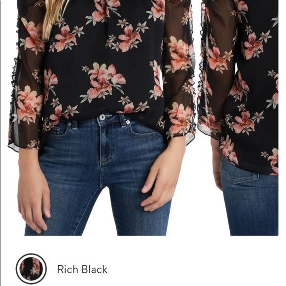 NWOT CeCe Floral Print Top - Picture 3 of 4